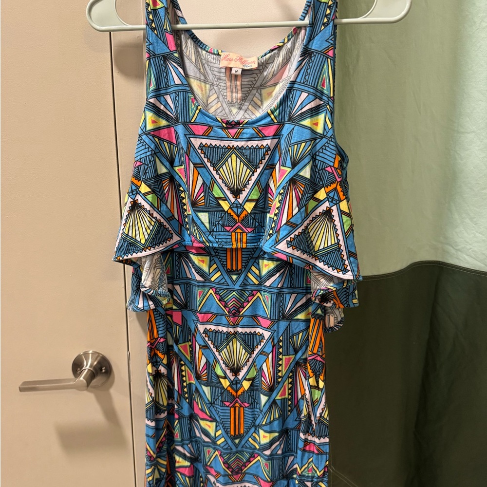 Mara Hoffman Swim Geometric Blue Sleeveless Coverup Dress